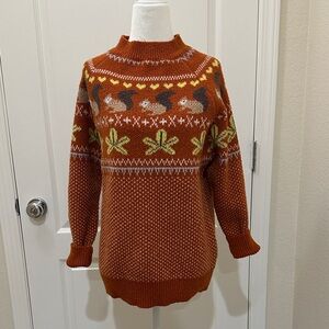Source Unknown Rust and Yellow Patterned Sweater